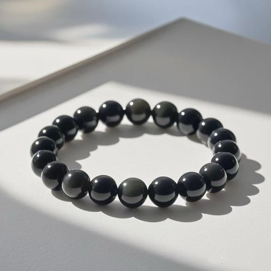 Black Obsidian Protection Bracelet – Shielding Energy & Emotional Grounding Crystal
