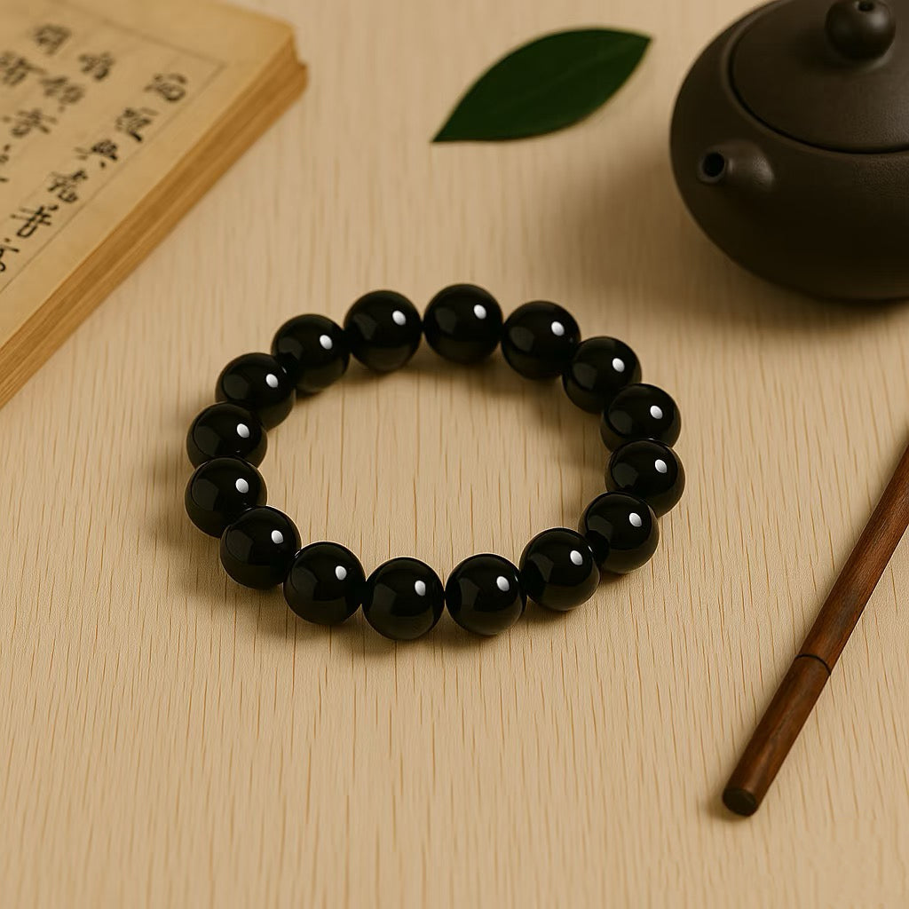 Black Obsidian Protection Bracelet – Shielding Energy & Emotional Grounding Crystal