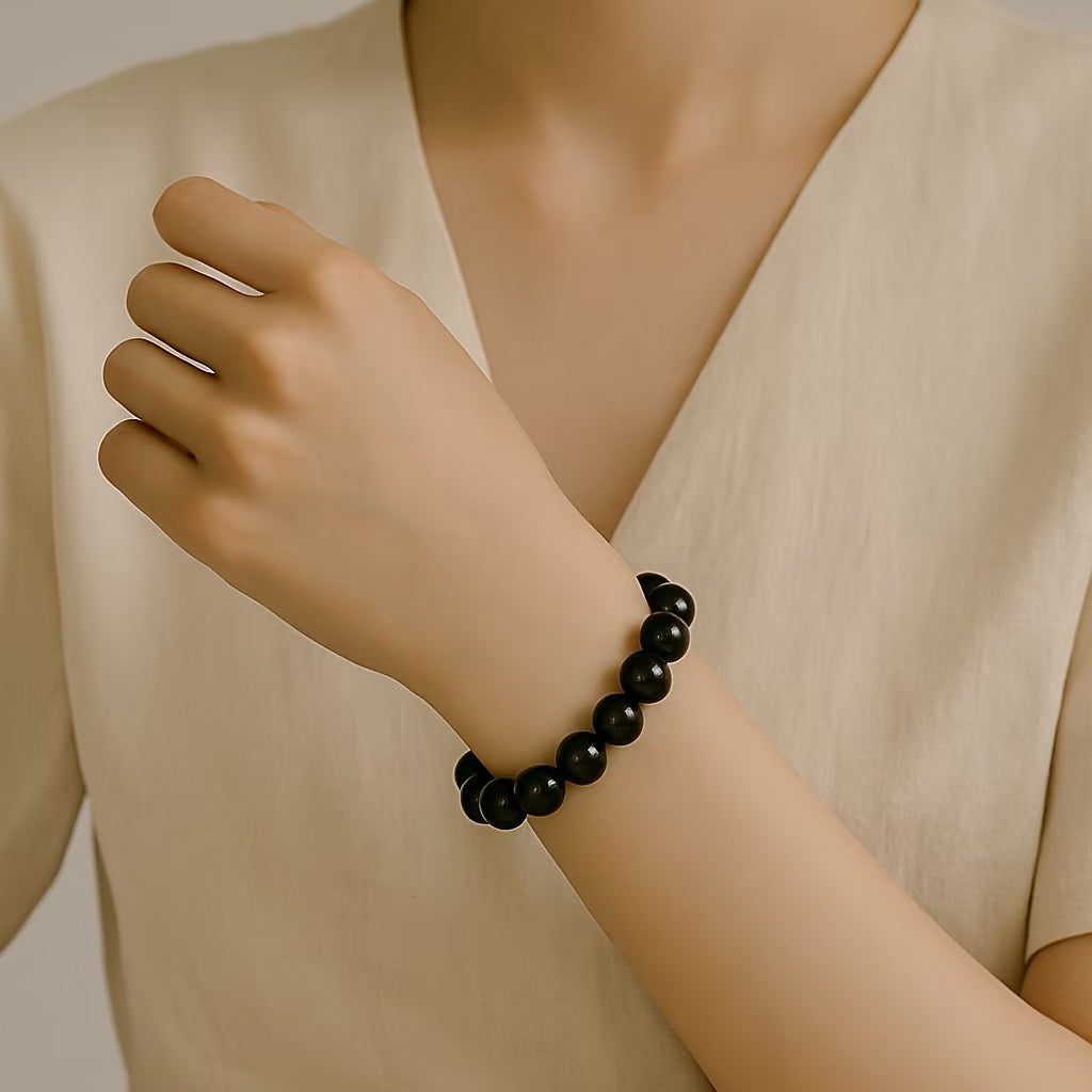 Black Obsidian Protection Bracelet – Shielding Energy & Emotional Grounding Crystal
